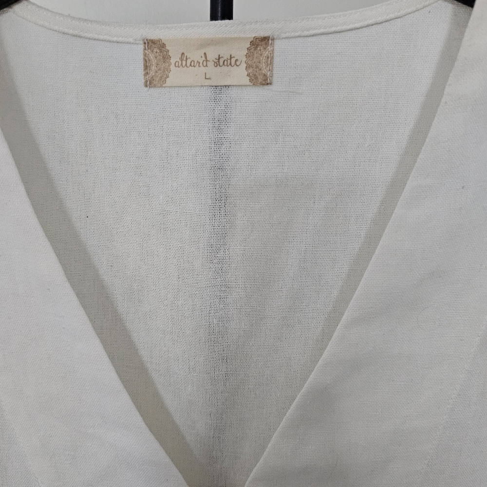 Altar’d State Womens Off White V Neck Mini Dress Size Large - Picture 3 of 4